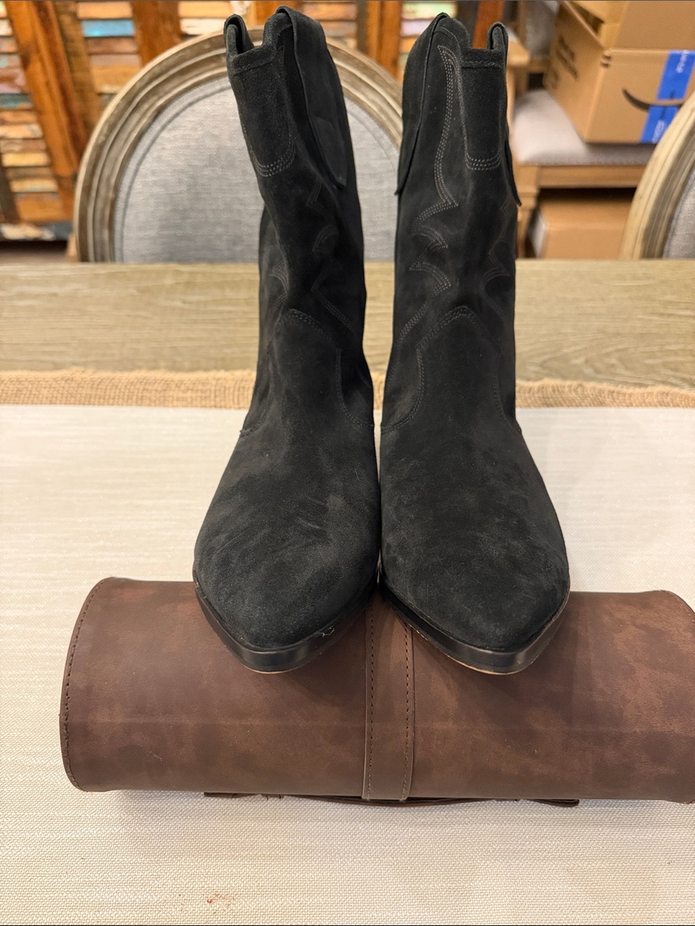 👢Rebecca Minkoff Kaiegan Black Suede Western Boots - Picture 4 of 9